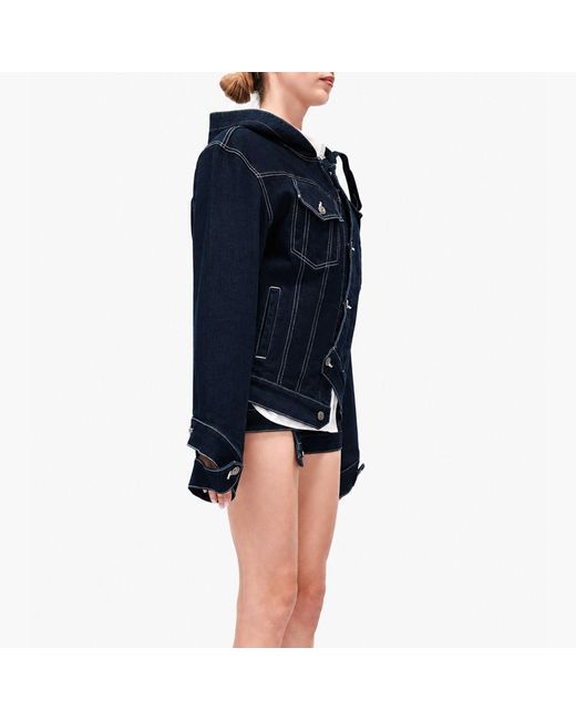 Gao Republic Gray Jacket Hooded Asymmetric Panelled Denim