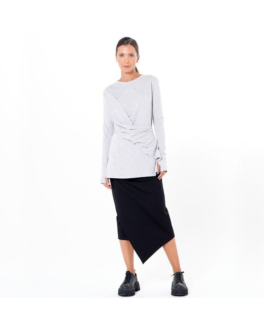 Metamorph Blue Cotton Slim Fit Top With Thumbhole Sleeves