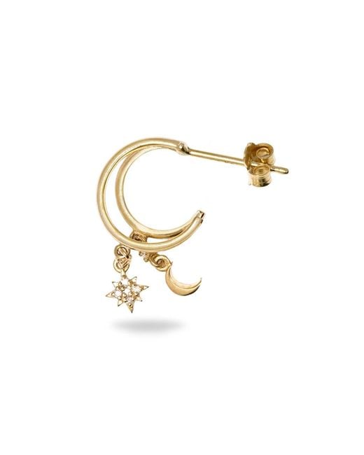 Zohreh Metallic Celestial Diamond Charm Hoop Earring Pair 9K