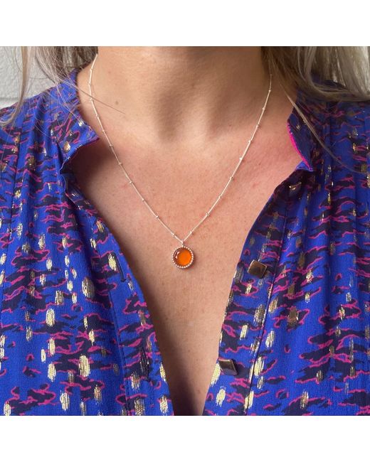 Auree Jewellery White Barcelona July Birthstone Necklace Carnelian