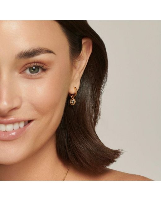 Lulu B London Metallic Topaz Gemstone Flower Drop Hoop Earrings