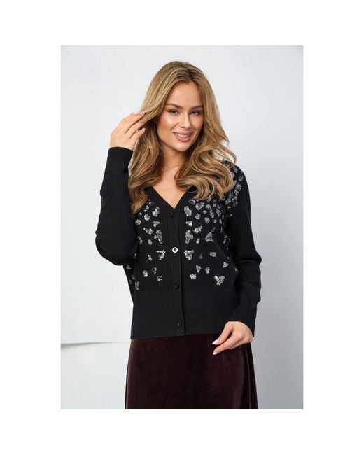 Saachi Black Deco Drip Sparkle Cardigan
