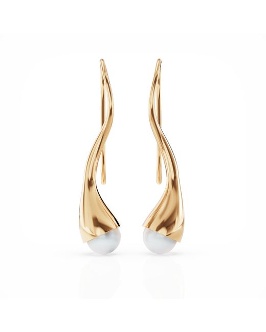 Linda Fiore Metallic Bella Vermeil Dangle Earrings With Large Freshwater Pearls