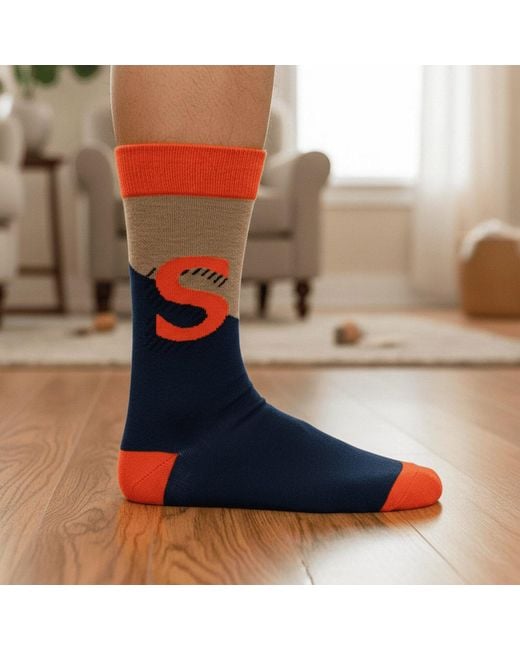 Peper Harow - Made in England Blue Alphabet Socks – S for men