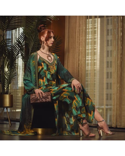 Ana Luisa Green Marrakech Inspired Slip Style Maxi Dress