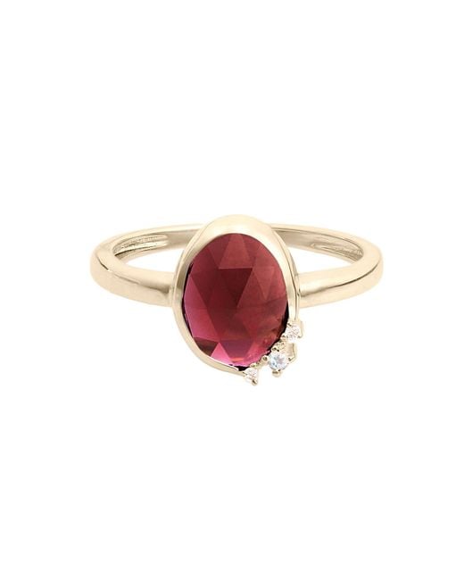 Zohreh Multicolor Rhodolite Garnet, Moonstone & Sapphire Ring 9K