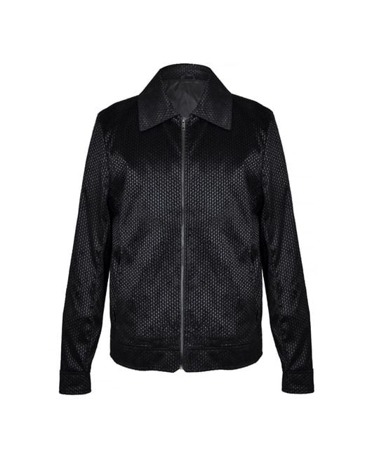 DAVID WEJ Black Washington Aviator Jacquard Jacket for men