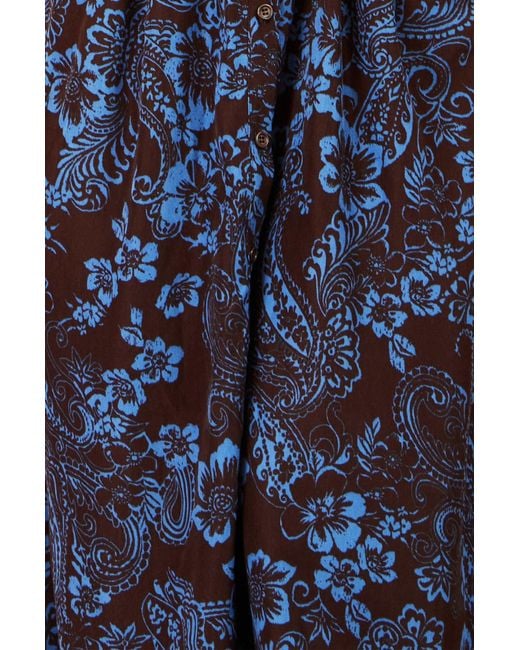Yumi' Blue Paisley Midi Shirt Dress