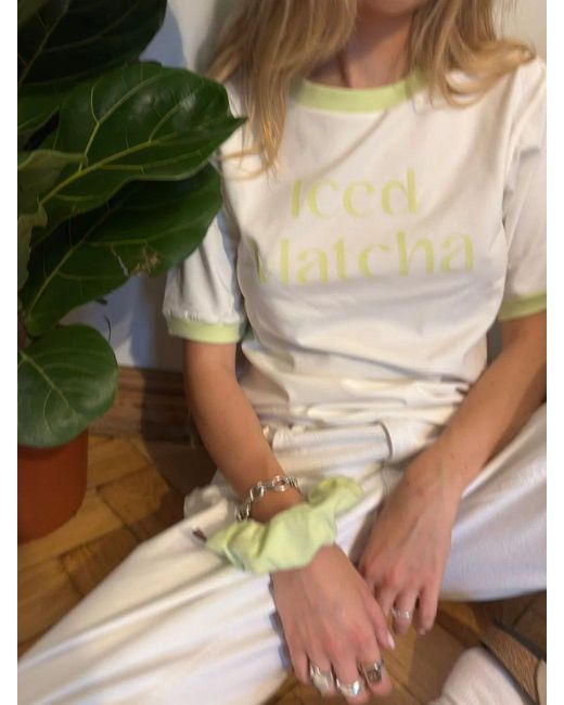 The New Orchard White Vegan T-Shirt Iced Matcha