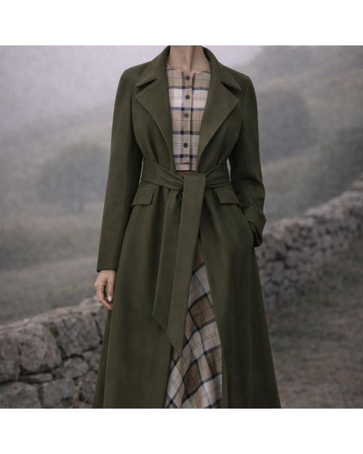 NUMBAT Green Ivy Long Coat With Removable Belt