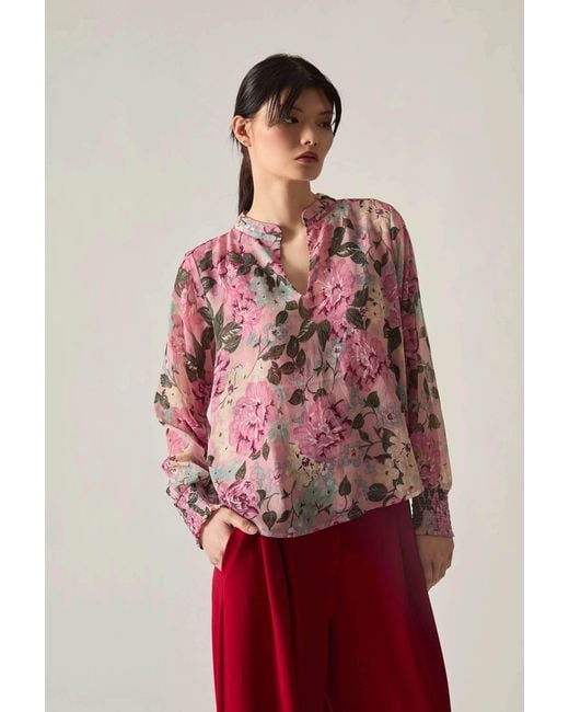 James Lakeland White Peony Print Blouse