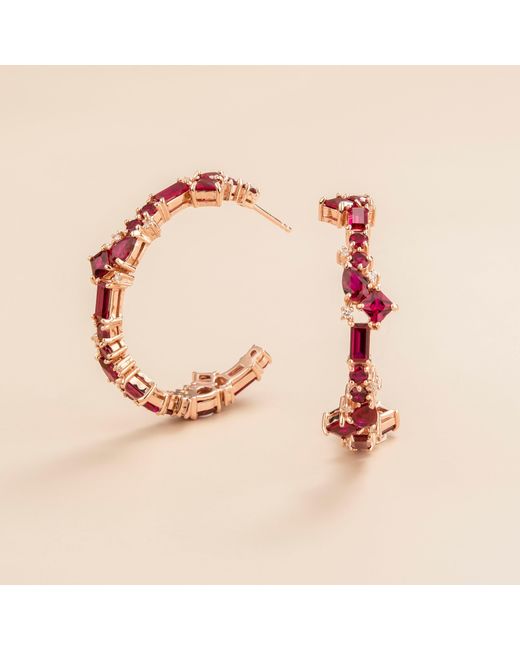 Juvetti Pink Ruby And Diamond Rose Lanna Earrings