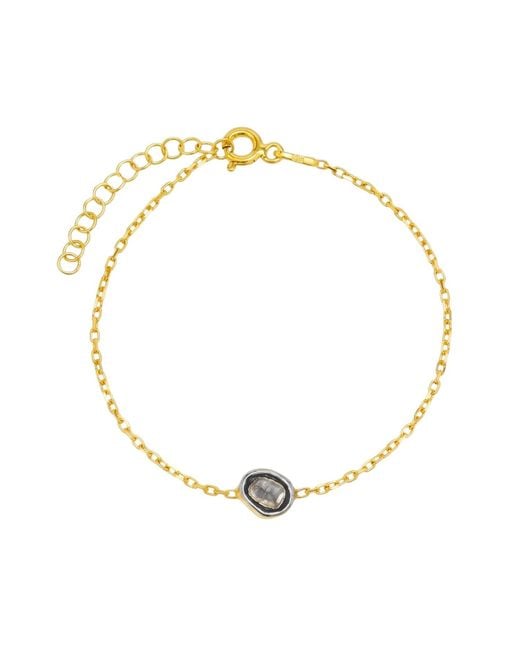 Spero London Metallic Sterling Raw Uncut Polki Diamond Bracelet