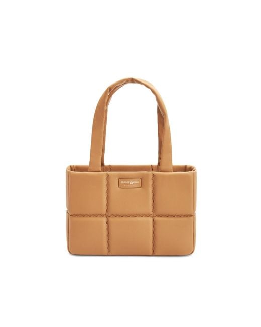 Orange Cube White Square Stitch Cushion Tote