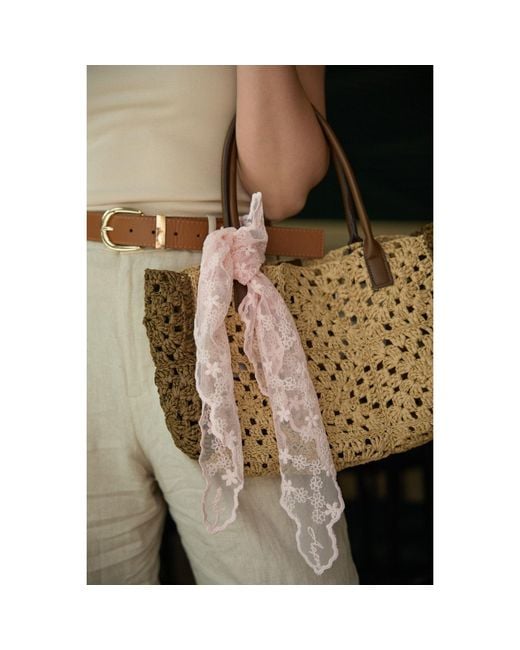 Saachi Pink Embroidered Lace Light Bandana