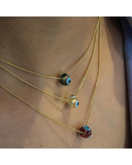 1610Istanbul Metallic Evil Eye Bordeaux Necklace