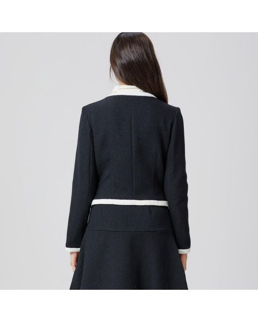 Smart and Joy Black Contrasting Bias Short Jacket