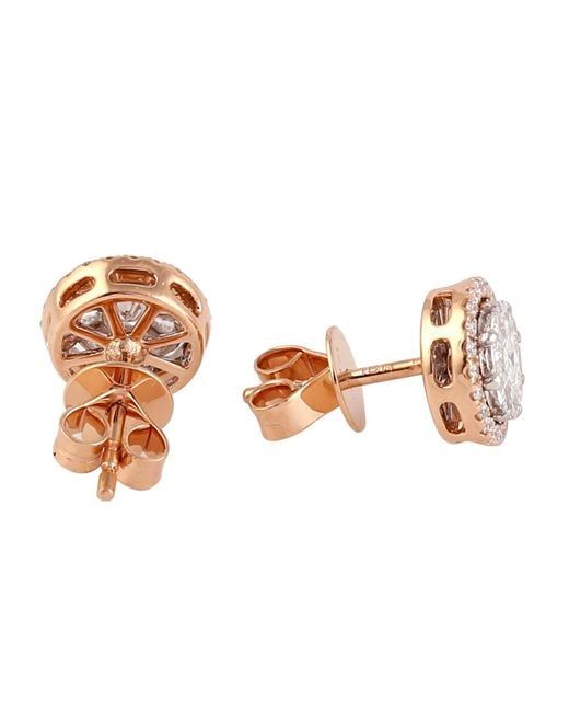 Artisan Brown Natural Diamond In 18k Rose Gold Stud Earrings