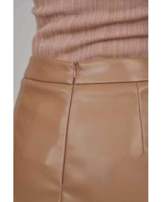 Esther Saadia Natural Neutrals Rebel Romance 50/50 Leather Skirt Caramel