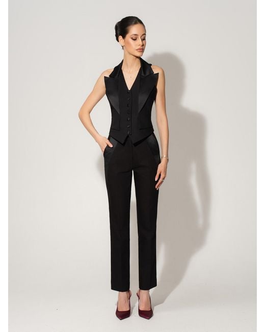 Tia Dorraine Black Single-Breasted Waistcoat & Tailored Trousers Set