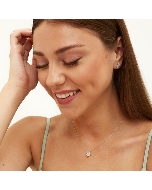 Spero London Metallic Four Leaf Clover Sterling Necklace