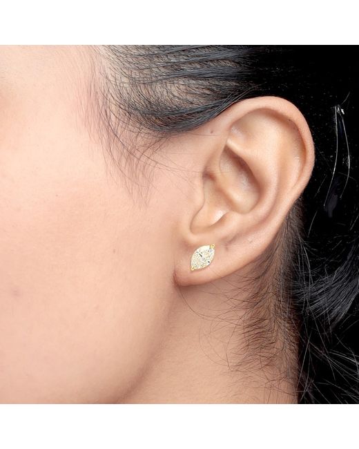 Artisan Metallic Pear Cut Diamond Bezel Stud Earrings