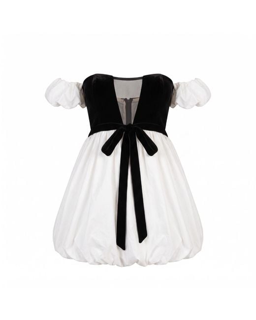 Clerestory Black Bijou Velvet Bow Cotton Bubble Hem Mini