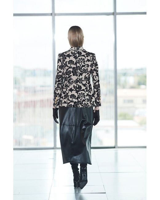 The Extreme Collection Black Neutrals Jacquard Blazer With Velvet Lapel