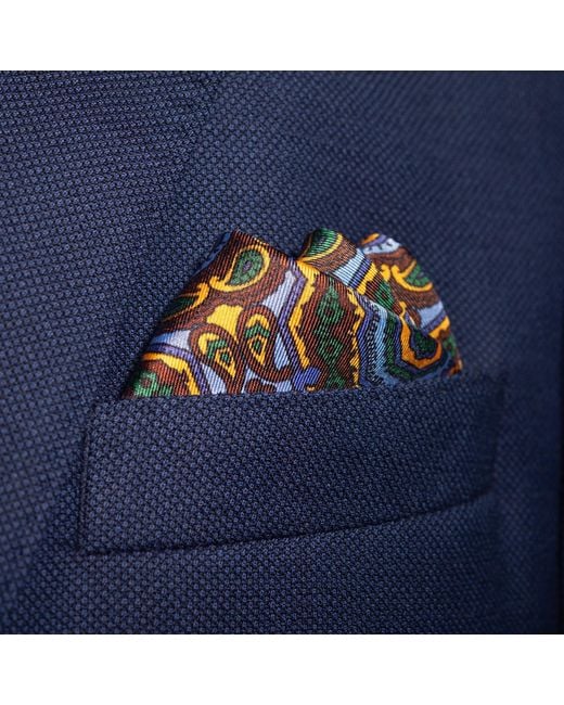 Otway & Orford Multicolor 'Whirligig' Medallion Silk Pocket Square for men
