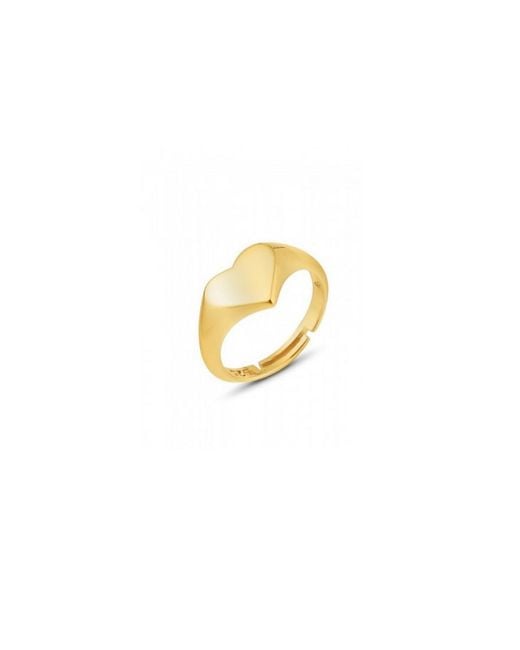 Spero London Metallic Sterling Heart Love Signet Ring