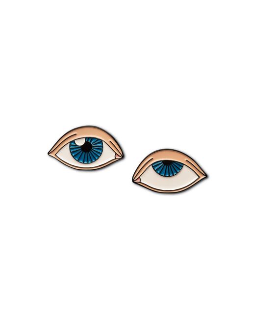 Make Heads Turn Blue Neutrals Enamel Pin Rolling Eyes
