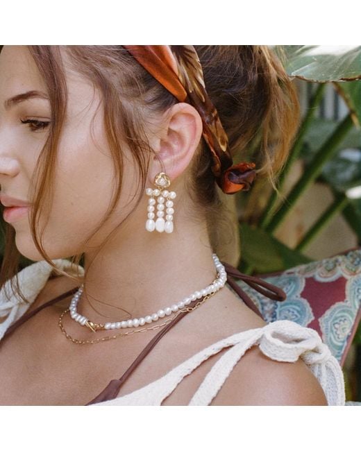 Leeada Jewelry Metallic Cannes Pearl Earrings