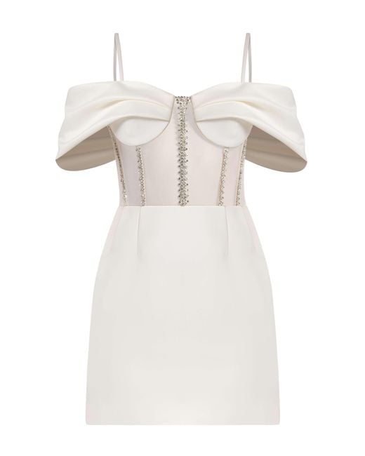 Tia Dorraine White Belle Of The Ball Crystal-Embellished Mini Dress