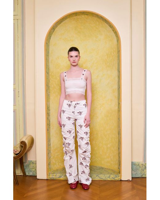 Pcfg White The Broderie Anglaise Edit High Waisted Embroidered Pants