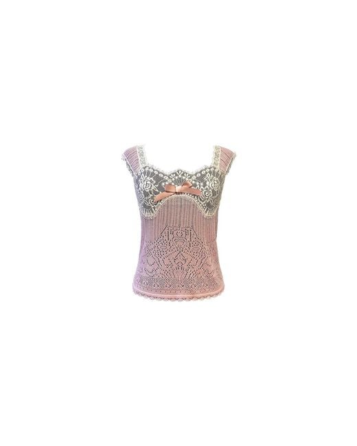Anna Sui Pink Lingerie Lace Knit Camisole