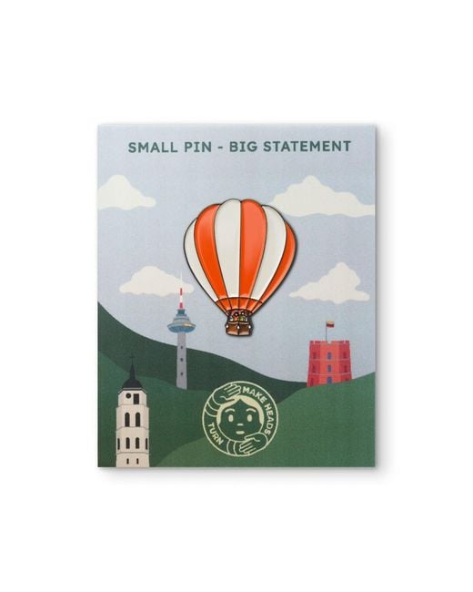 Make Heads Turn Orange Enamel Pin Vilnius Air Balloon