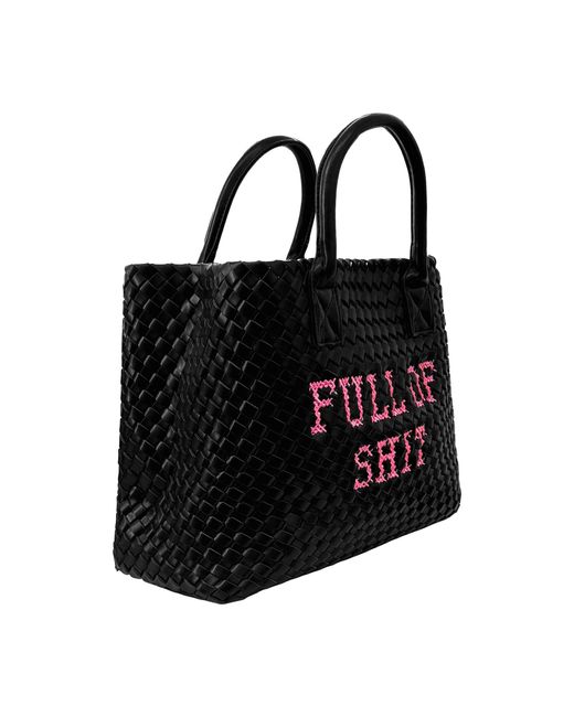 Lilly Loves Black Vegan Full Of Shit Woven Handbag