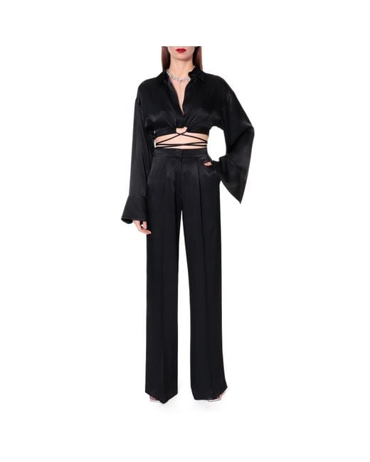 AGGI by HALEWSKI Black Jessie Satin Glossy Trousers