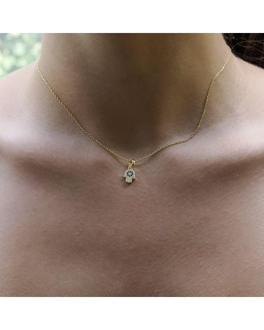 Ebru Jewelry Metallic Minimalist Hamsa Hand Gold Plated Necklace
