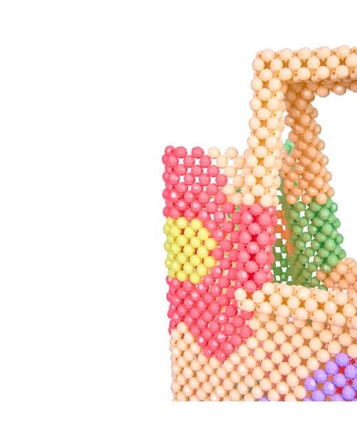 Tillie Beads Pink Daisy Square Handle Tote Bead Bag