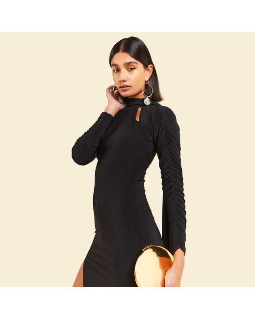 Celestine & Mae Black Celosia Midaxi Dress