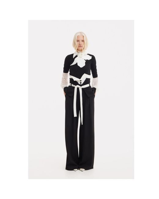 Julia Allert Black Flared Pants With Corset Waistband