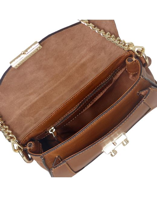 BELYSA Brown Flore, Cognac Leather Shoulder Bag