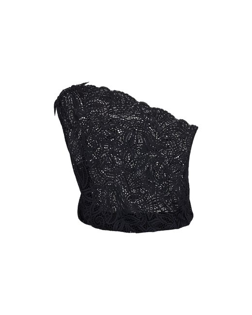 Zetaye Blue Lyric Lace One Shoulder Top