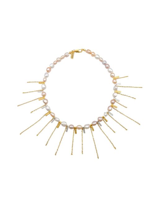 The Bulums Metallic The Villa Noailles Signature Mixed Pearl Fringe Necklace