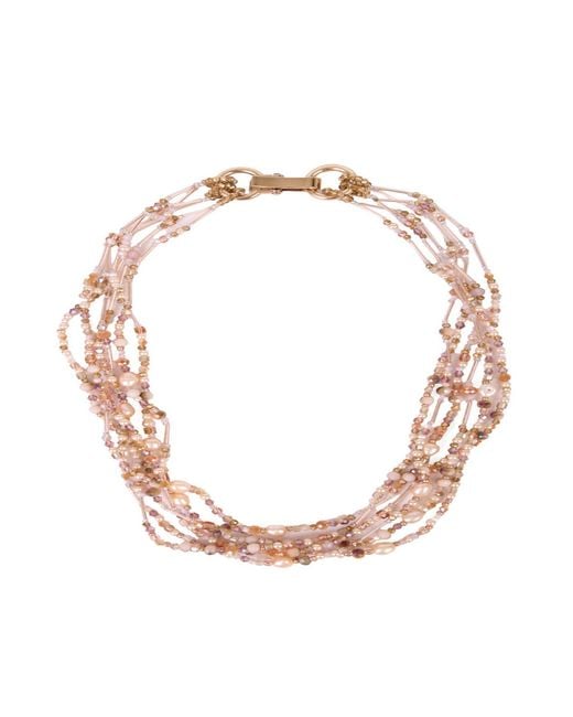 Saachi Pink Beaded Layered Light Necklace
