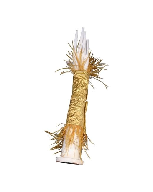 Romer Millinery Yellow Morphy Moldable Cold Cuff Silk With Feather Detail