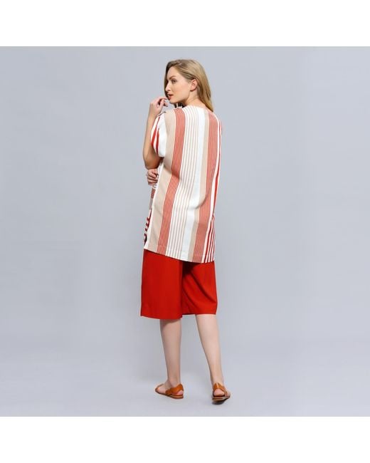 Smart and Joy Red Long Stripe Print Game Top