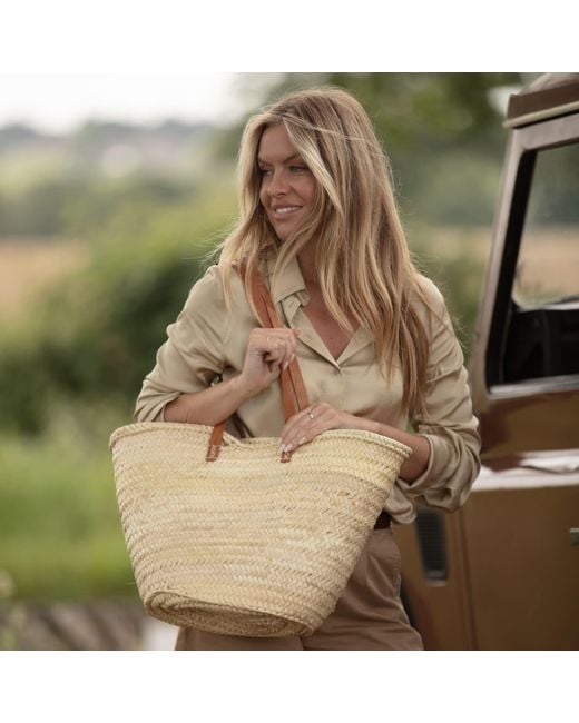 Berber Leather Metallic Neutrals The Safi Large Rattan Beach Tote Bag