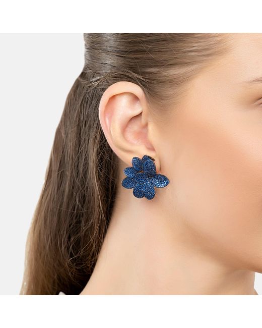 Latelita London Blue Amaryllis Flower Large Stud Earrings Sapphire